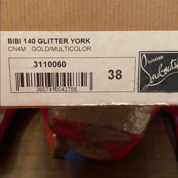 Gold/Multicolor Glitter Louboutin (Red Bottoms) - Picture 3 of 6
